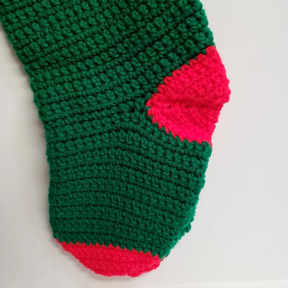 Vintage Handmade Crochet Christmas Stocking Holiday Decor - Picture 5 of 6